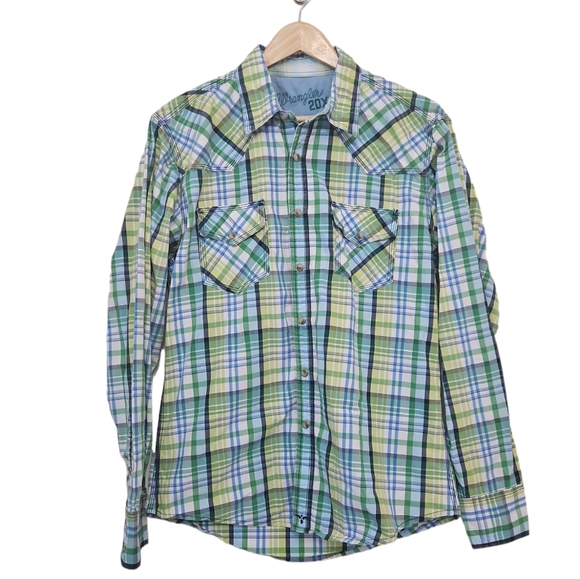 Wrangler 20X Pearl Snap Long Sleeve Cowboy Shirt Medium - Picture 1 of 7